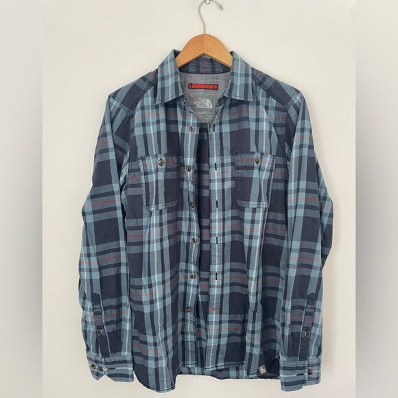 The North Face Shirt Mens Blue Plaid Long Sleeve Button Up Casual Size Small - Picture 9 of 9